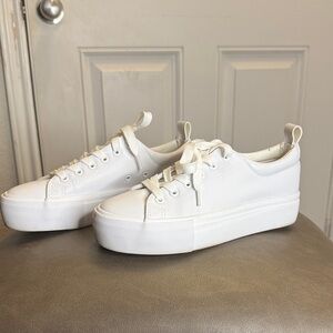 Classic Women's White Platform Sneakers - similar look to platform converse
